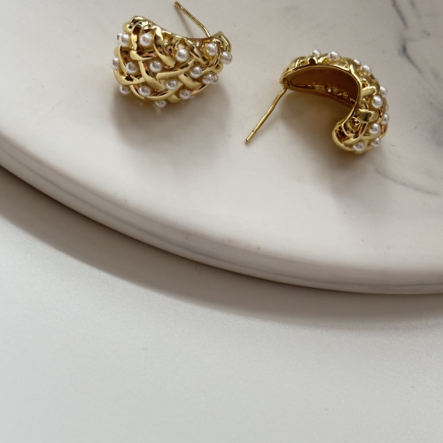 KOLCZYKI VINTAGE PEREŁKI 14K 1
