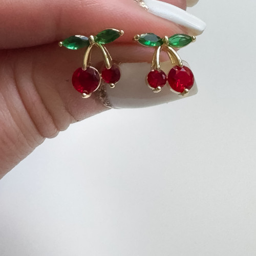 KOLCZYKI SZTYFTY CHERRY FRUIT 14K 1